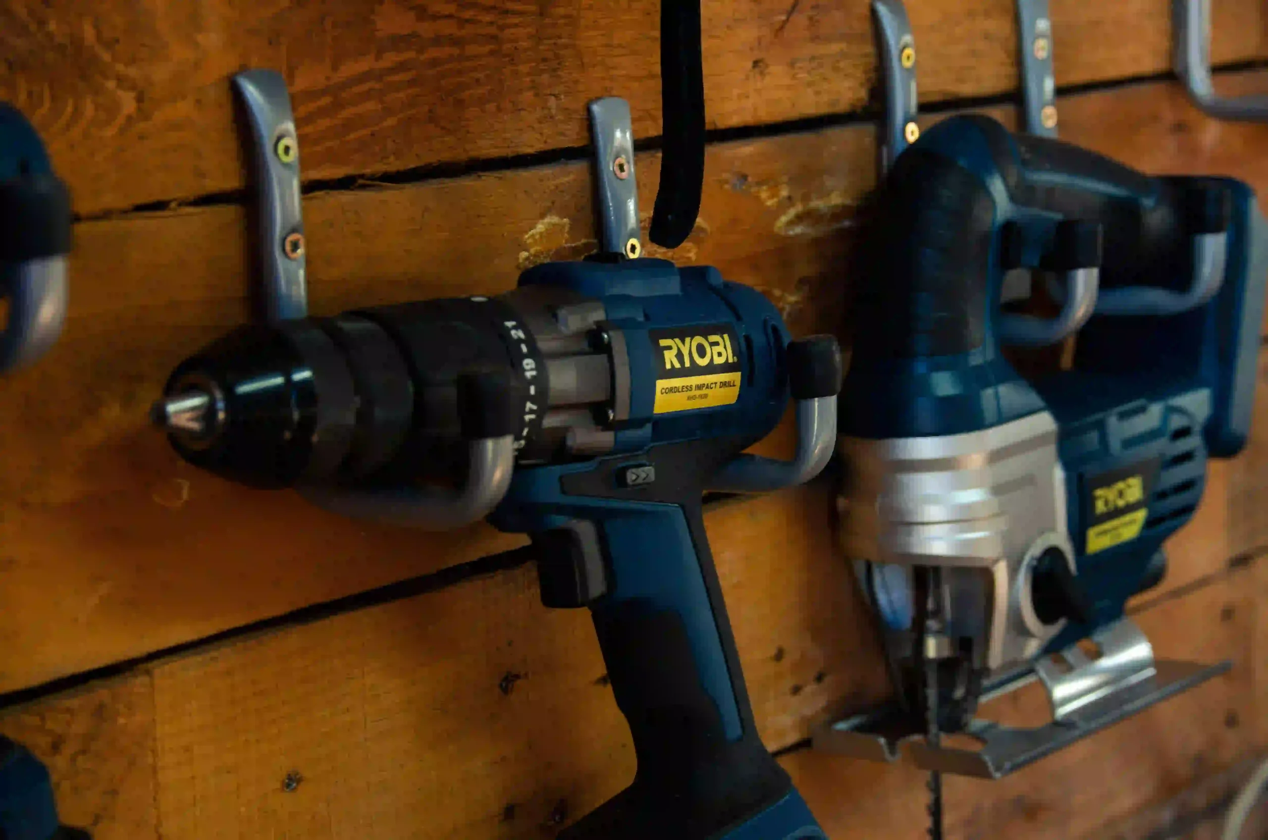 Ryobi Blue Drill on Shelf